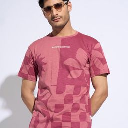7 Alt by Pantaloons Men Floral Printed Round Neck Cotton T-shirt-image-87