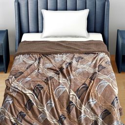 FABINALIV Brown & White Geometric Woollen Mild Winter 400 GSM Single Bed Comforter-55