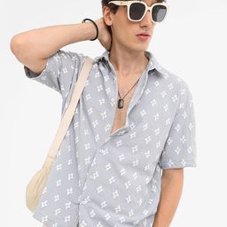 Campus Sutra Men Comfort Spread Collar Abstract Printed Cotton Oversized Casual Shirt-image-96