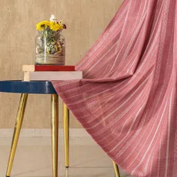 URBAN SPACE Pink & White 2 Pieces Striped Sheer Door Curtain-image-68