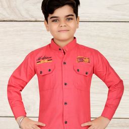 FASHION GRAB Boys Classic Regular Fit Band Collar Solid Cotton Casual Shirt-21