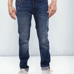 Celio Men Jean Slim Fit Mid-Rise Low Distress Light Fade Cotton Jeans-picture-15