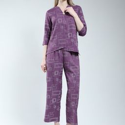 Monte Carlo Geometric Printed V-Neck Top & Trousers Co-Ord Set-picture-11