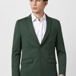 Van Heusen Self Designed Notched Lapel Collar Slim-Fit Single Breasted Blazer-picture-9