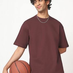 Bewakoof Heavy Duty Men Solid Round Neck Cotton Oversized T-shirt-image-86