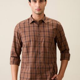 Parx Men Pure Cotton Slim Fit Tartan Checks Checked Casual Shirt-picture-9