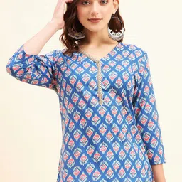 NEESH Women Printed V-Neck Pure Cotton Kurti-picture-30