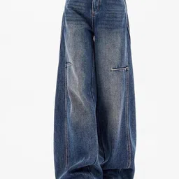 StyleCast Retro Women Comfort Wide Leg Slash Knee Acid Wash Stretchable Cotton Jeans-image-53