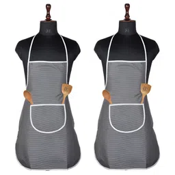 Myntra Elegant Homes 2-Pcs Grey Checked Water-Resistant Kitchen Apron With Center Pockets-26