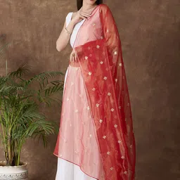 Dupatta Bazaar Embroidered Dupatta with Sequinned image 4