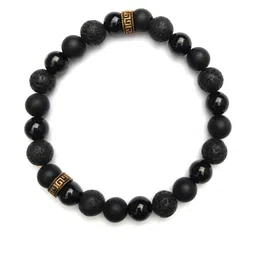 Apnisanskriti Unisex Lava Black Onyx Matt Stone Bracelet-picture-29