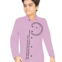 BAESD Boys Classic Regular Fit Spread Collar Typography Printed Cotton Casual Shirt-image-92