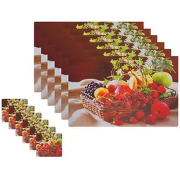 REVEXO 6Pc Red & Green Printed Rectangle Costers & Table Placemats image 4