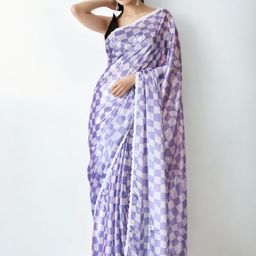 KALINI Checked Printed Saree-image-24