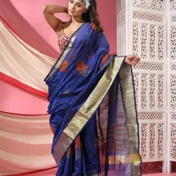 TANTLOOM Floral Printed Zari Saree-image-80