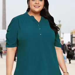 wild U Mandarin Collar Crepe Top-image-80