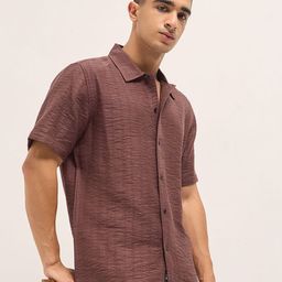 THE BEAR HOUSE Men Textured Spread Collar Casual Shirt-image-29