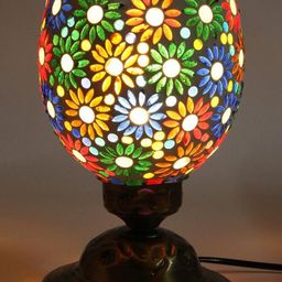 SOMIL Multicoloured Printed Glass Cylindrical Shaped Table Lamp-image-35