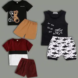 HELPOM Unisex Kids Printed T-shirt with Shorts-48