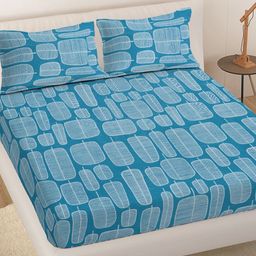 Myntra Elegant Homes 300 TC Cotton Blend King Size Double Bedsheet With 2 Pillow Covers-picture-30
