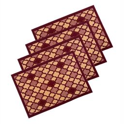 Aura 4-Pcs Brown & Maroon Hexagon-Printed Anti-Skid Doormat-31