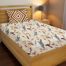 IVAZA Multicoloured Floral 150 TC Single Bedsheet with 1 Pillow Cover-image-39