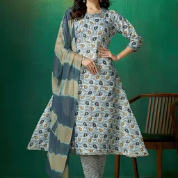 AMRUTVARSHA CREATION Ethnic Motifs Printed Gotta Patti Kurta With Trousers & Dupatta-image-47