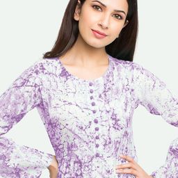 IKRASS Tie and Dye Print Bell Sleeve Cotton Top-image-52