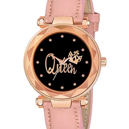 Gopal Shopcart Unisex Embellished Dial & Leather Straps Analogue Watch GR379RG Q PINK L-image-98