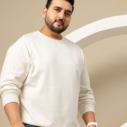 Sztori Plus Size Drop-Shoulder Sleeves Relaxed Fit Sweatshirt with Inner Fleece-picture-9