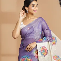 Kalyan Silks Women Floral Printed Tissue Saree-image-14