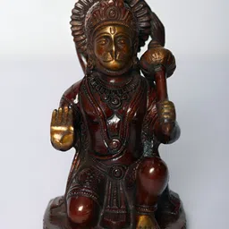 Exotic India Brown & Gold Toned Lord Hanuman Religious Idol Showpiece-image-70