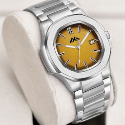 ON TIME OCTUS Men Brass Round Dial & Stainless Steel Straps Analogue Watch MT-805-49
