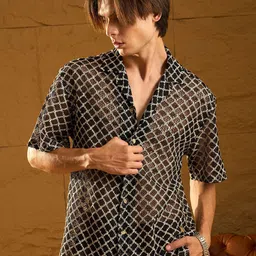 DENNISON Men Relaxed Semi Sheer Casual Shirt-image-82