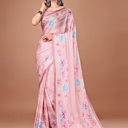 Avyay Creation Floral Printed Georgette Saree With Printed Blouse Pcs-image-24