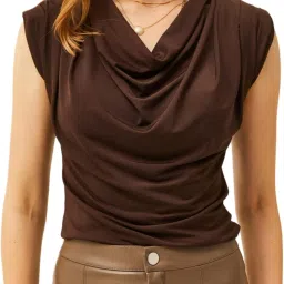 Party Sleeveless Solid Women Brown Top-image-88