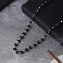 Karungali Malai Silver Cap Necklace | Original Black Ebony Wood Mala (72 Beads) Beads Wood Necklace-19