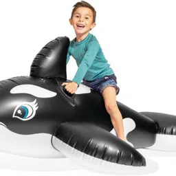 tiny tales Classic Lil' Blue Whale Ride-On Pool Toy Inflatable Pool Accessory-picture-37