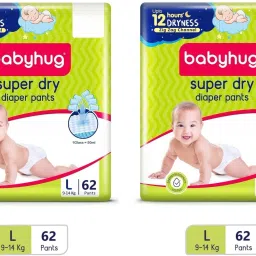 Super Dry Baby Pants Diaper - Large (62 Pieces) - (Pack of 2) - L-16