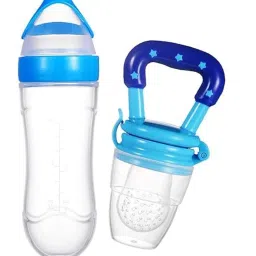 BPA Free Squeeze Style Bottle Feeder with Dispensing Spoon and Fruit Feeder- Silicone-29