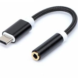 De-TechInn Black Nylon Braided USB 3.1 Type-C Male to 3.5mm Aux Stereo Female Earphone Noise Cancelling Headphones Audio Jack Listening Music Converter Connector Splitter Adaptor Cable Cord Phone Converter-2