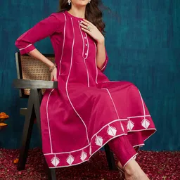 KAVINDI Women Empire Pure Silk Kurti with Trousers-41