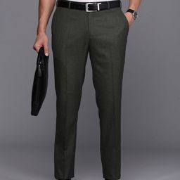 Raymond Men Textured Slim Fit Formal Trousers-image-91