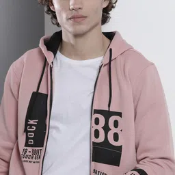 The Indian Garage Co Men Pink Printed Hooded Sweatshirt-picture-20
