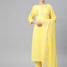 Readiprint Fashions Women Ethnic Motifs Thread Work Kurta with Palazzos & Dupatta-17