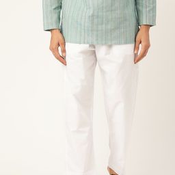 RAJUBHAI HARGOVINDAS Men White Solid Pure Cotton Lounge Pants-image-91