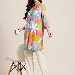 HERE&NOW Floral Printed Quirky Crepe Kurta-19
