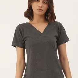 BRINNS Women Charcoal Grey V-Neck Cotton T-shirt-picture-20