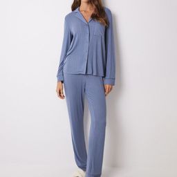 women'secret Striped Shirt & Pyjamas Night Suit-image-78