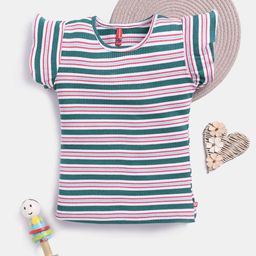 Here&Now X Game Begins Striped Cabbage Edge Sleeve Top-image-37